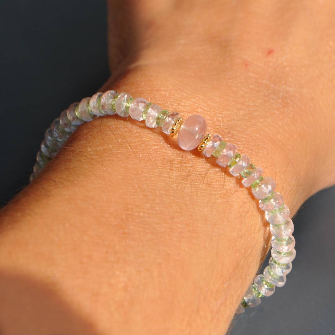 Bracelet quartz rose tourmaline verte-9