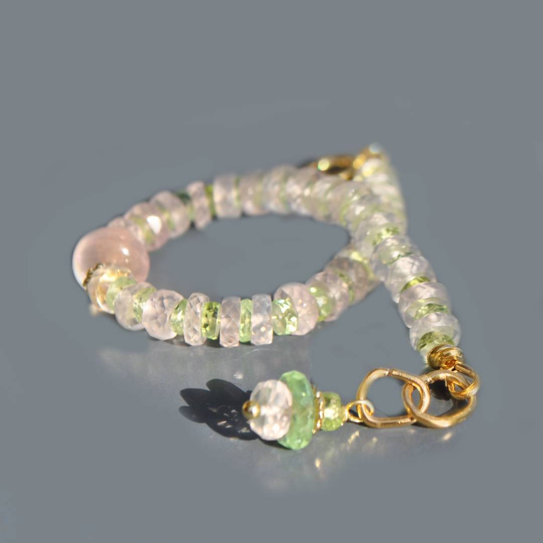 Bracelet quartz rose tourmaline verte-5