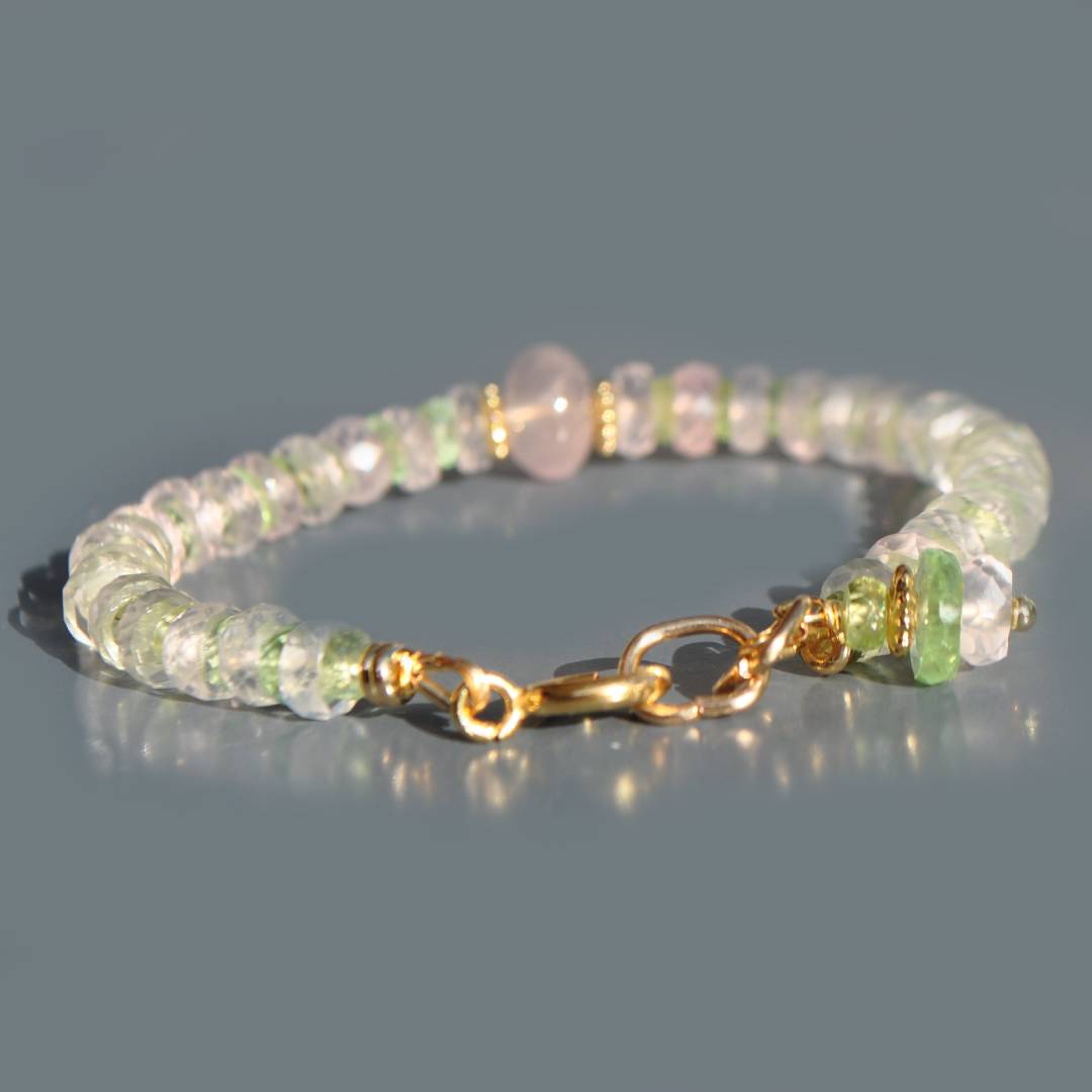 Bracelet quartz rose tourmaline verte-3