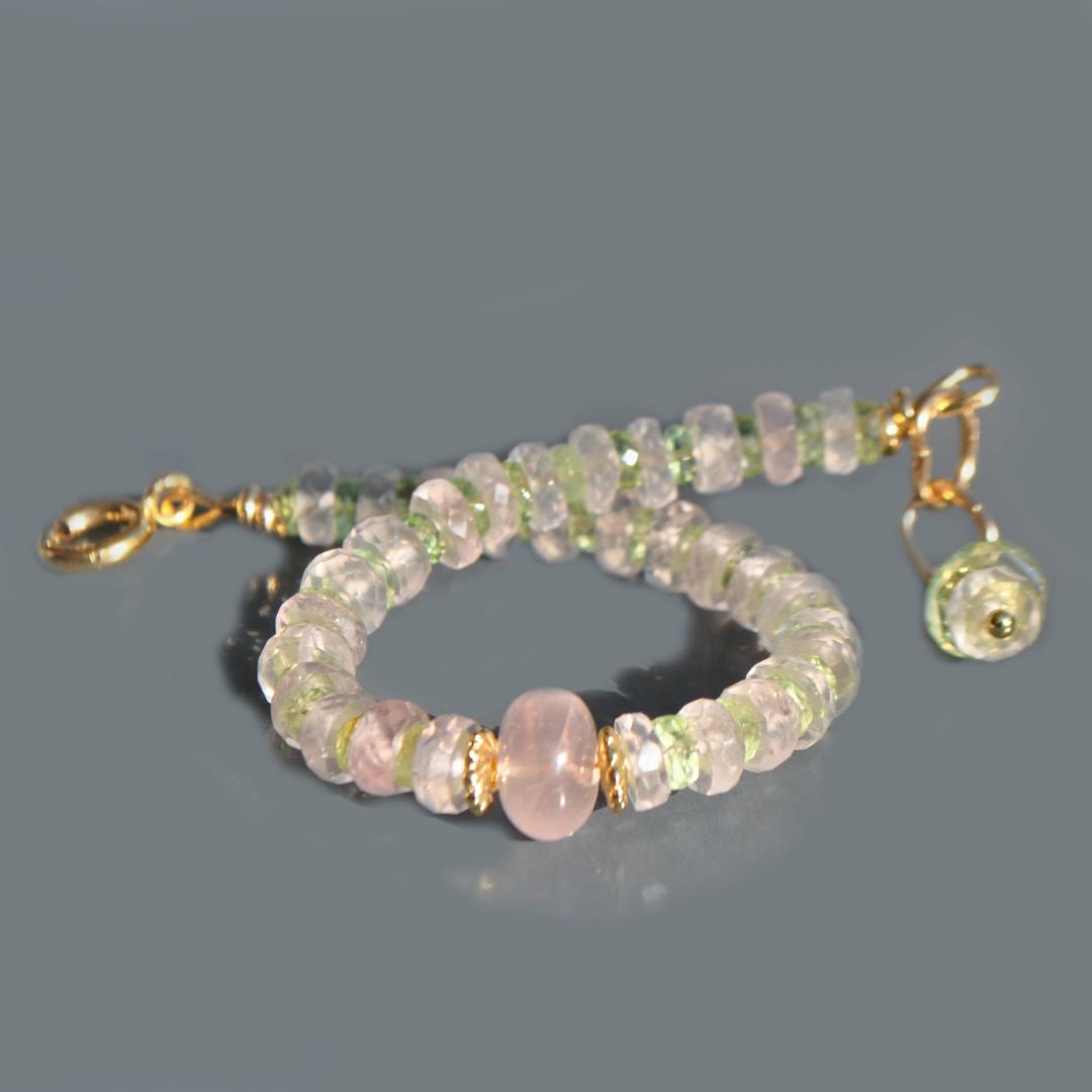 Bracelet quartz rose tourmaline verte-6