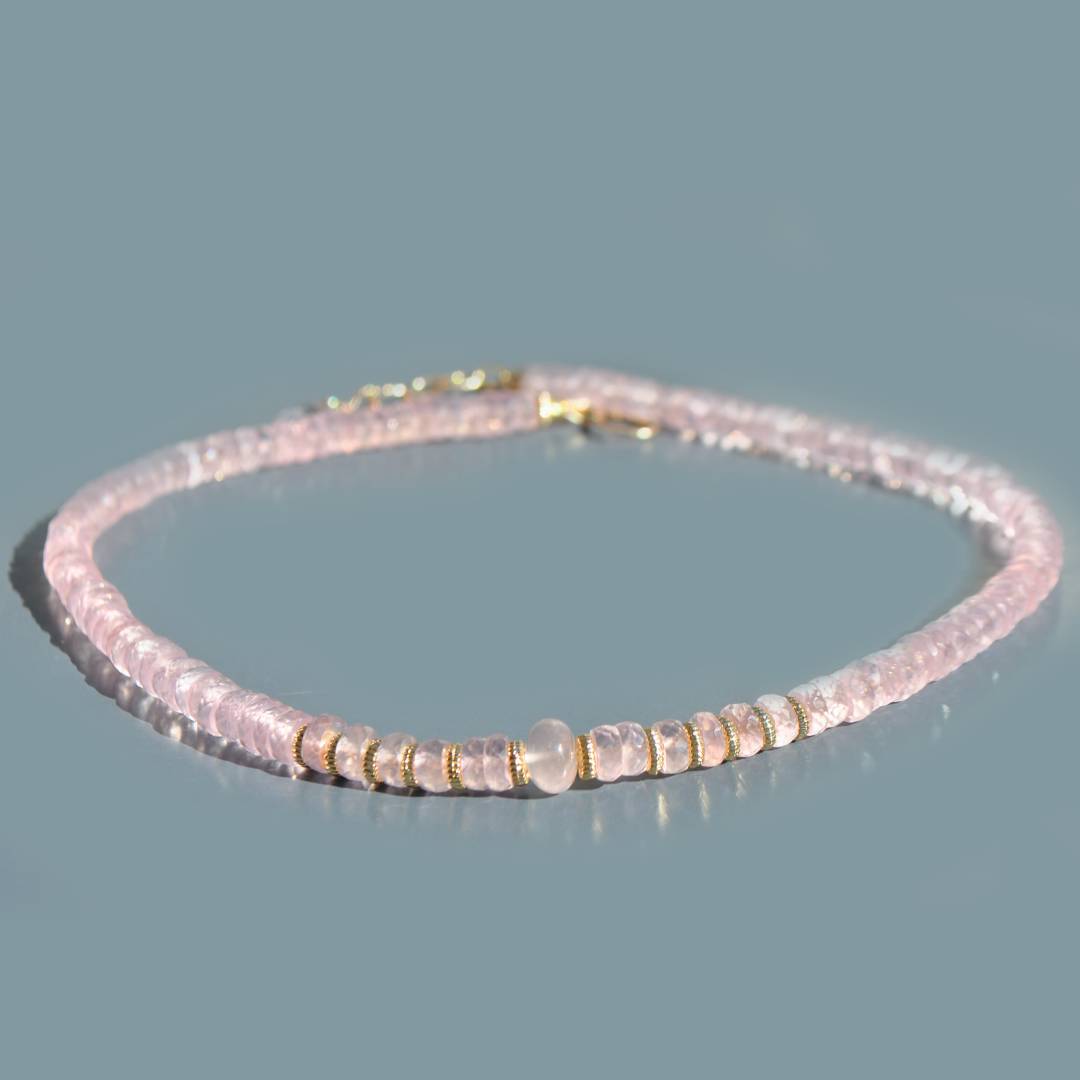 collier choker quartz rose OR 2