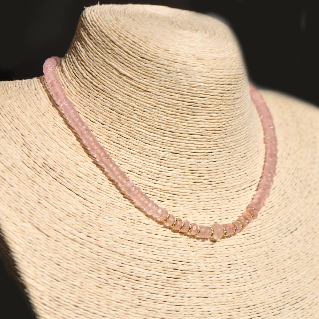 collier choker quartz rose OR -9