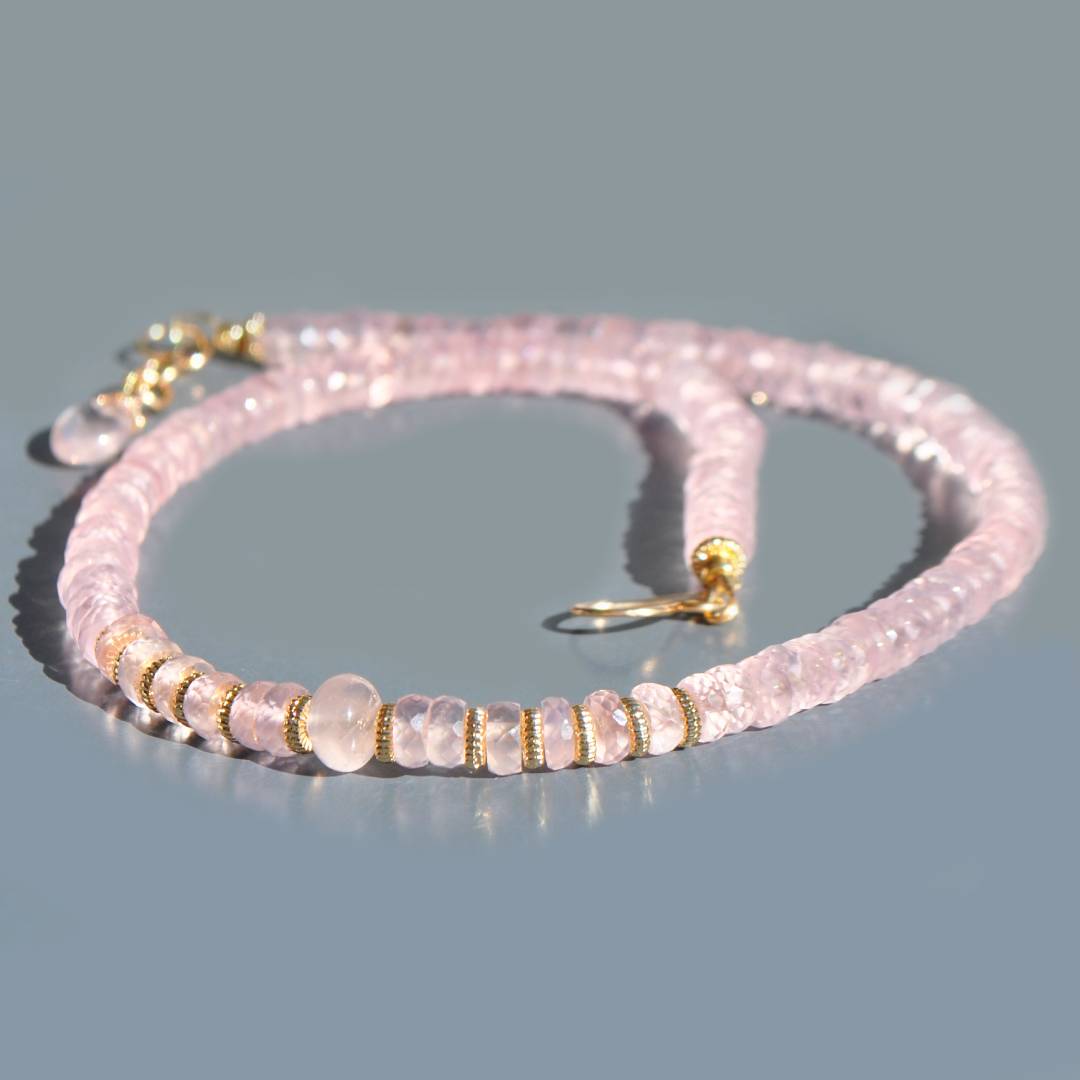 collier choker quartz rose OR 4