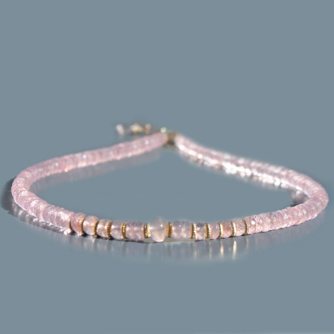 collier choker quartz rose OR