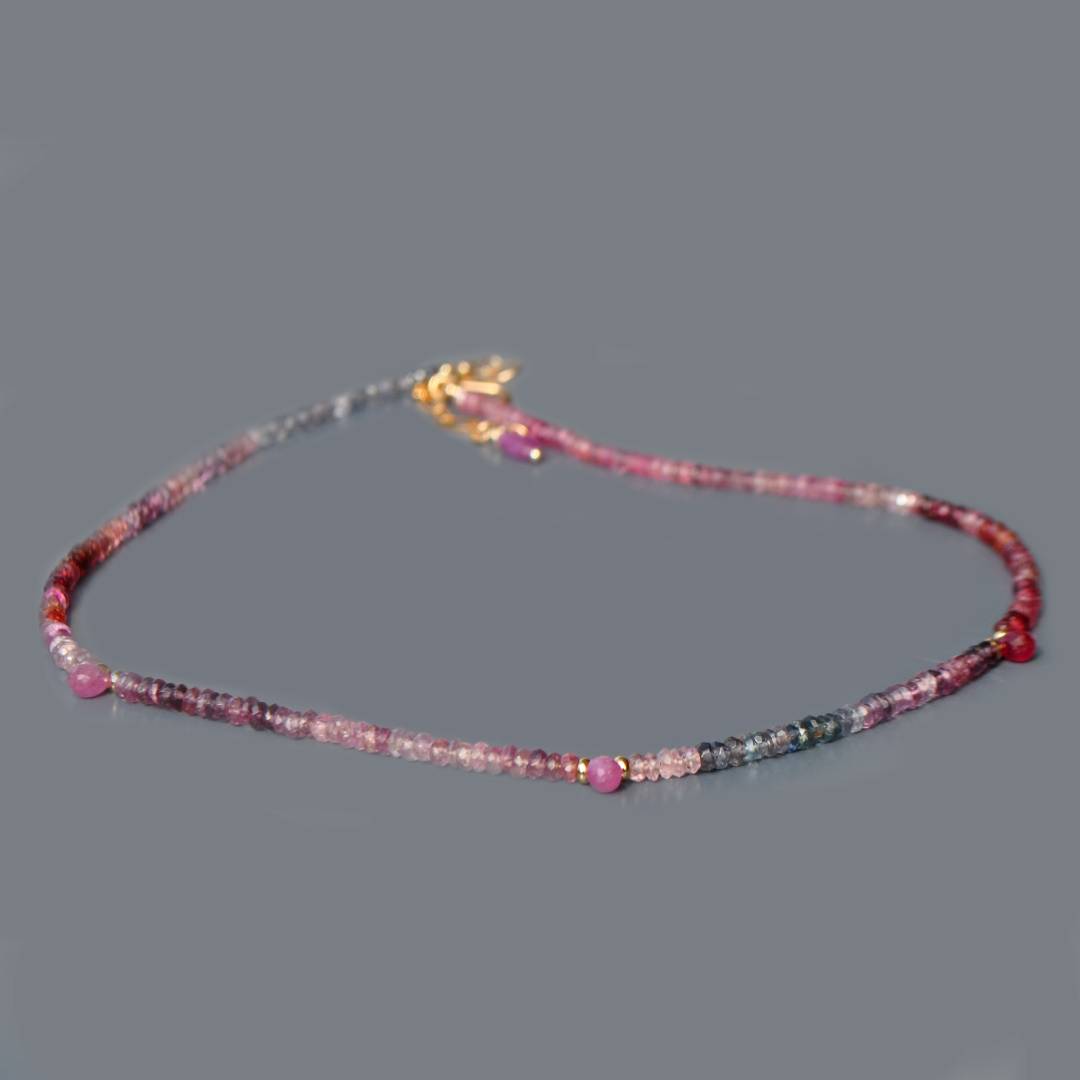 collier spinelle rose et parme