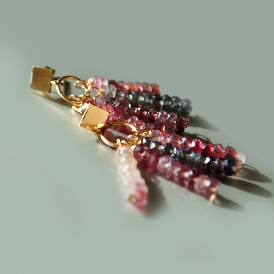 Boucles doreilles spinelle rose -6