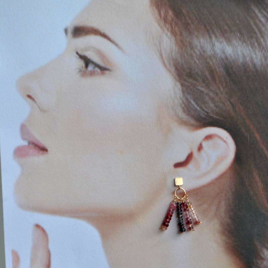 Boucles doreilles spinelle rose -8