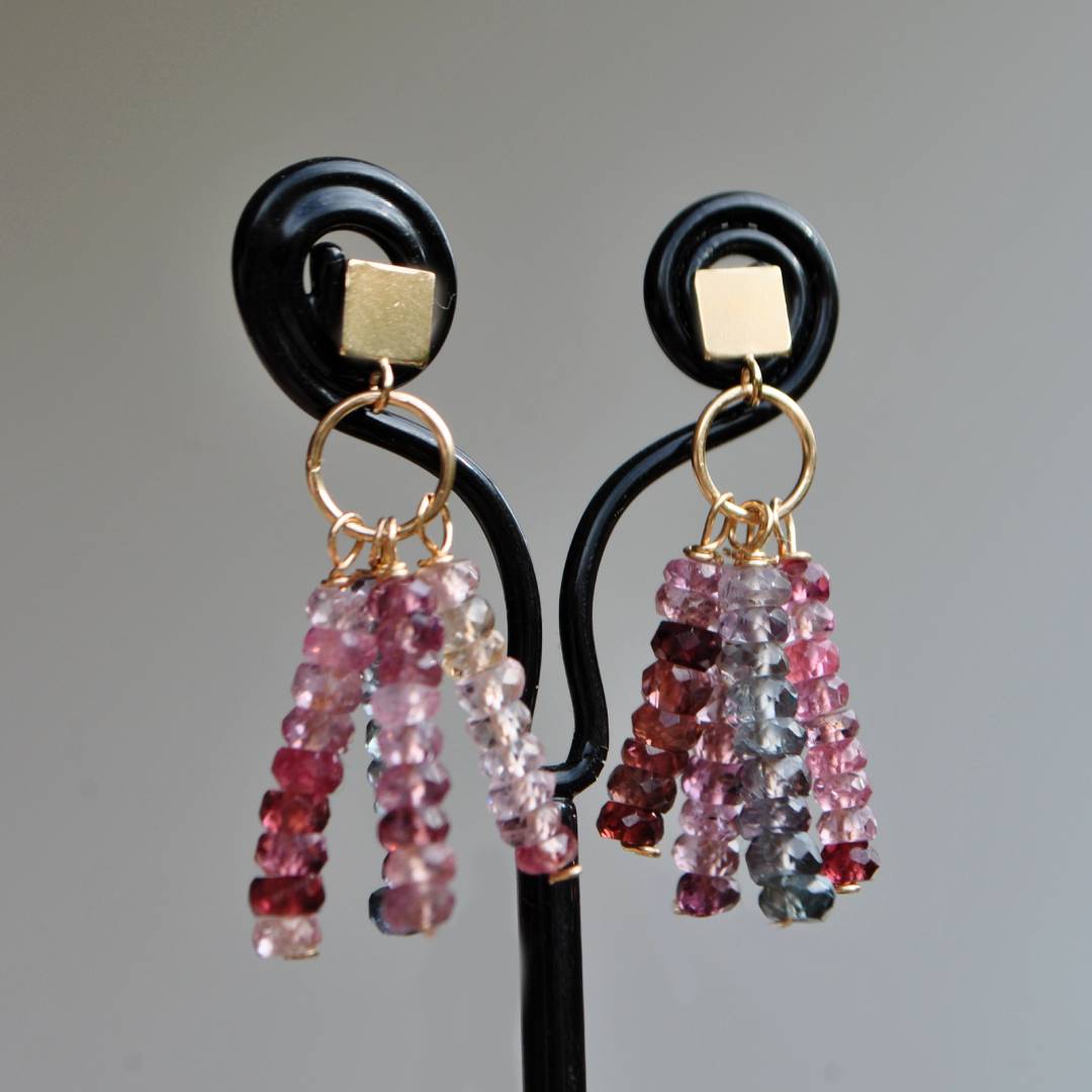 Boucles doreilles spinelle rose -7