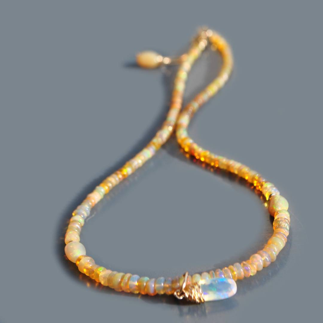 collier opale welo jaune pendentif-B