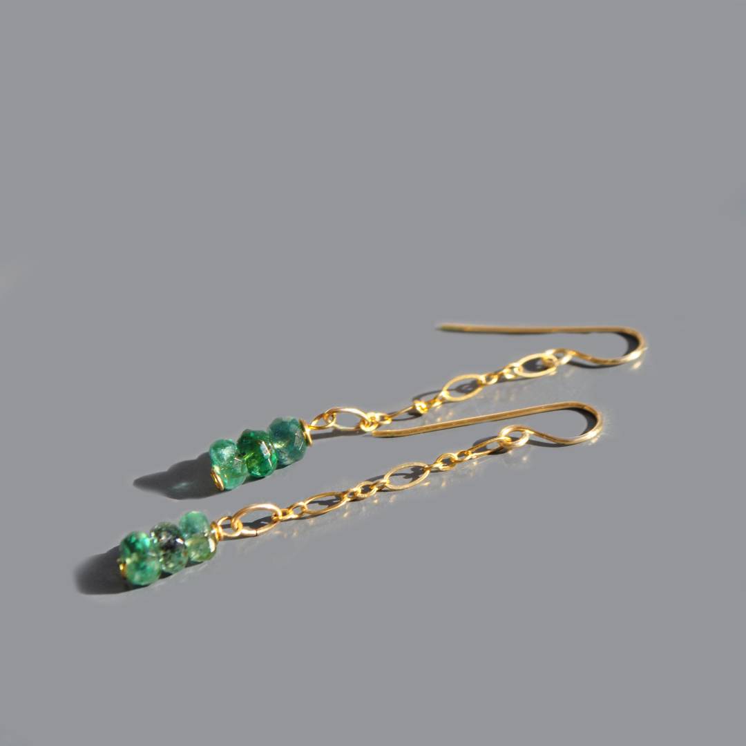 boucles doreilles chaine emeraude
