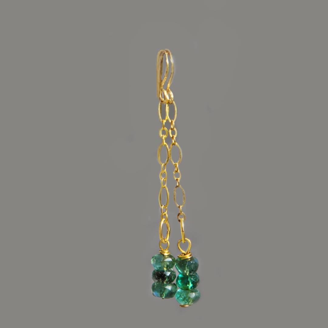 boucles doreilles chaine emeraude -2