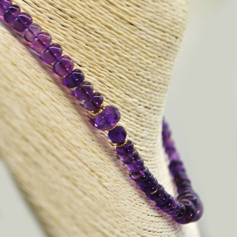 collier perle en Améthyste africaine-A