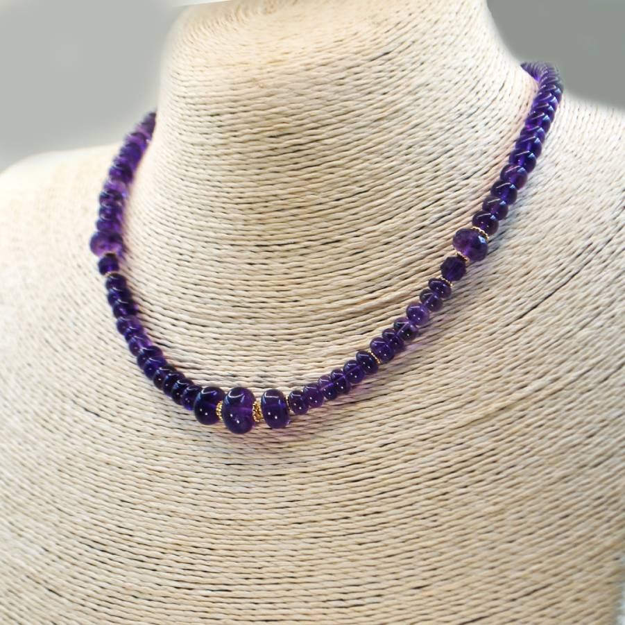 collier perle en Améthyste africaine-B