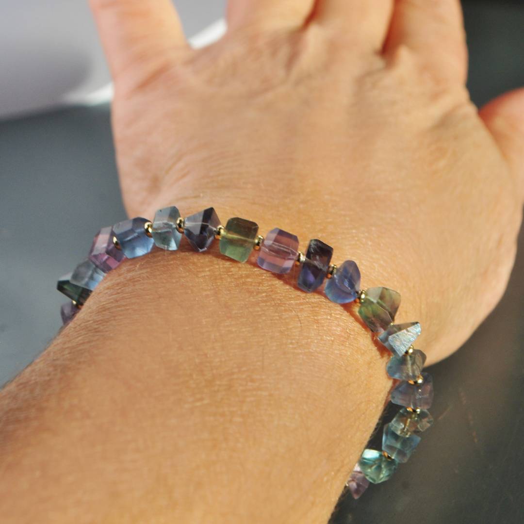 bracelet fluorite multicolore Or14K-7