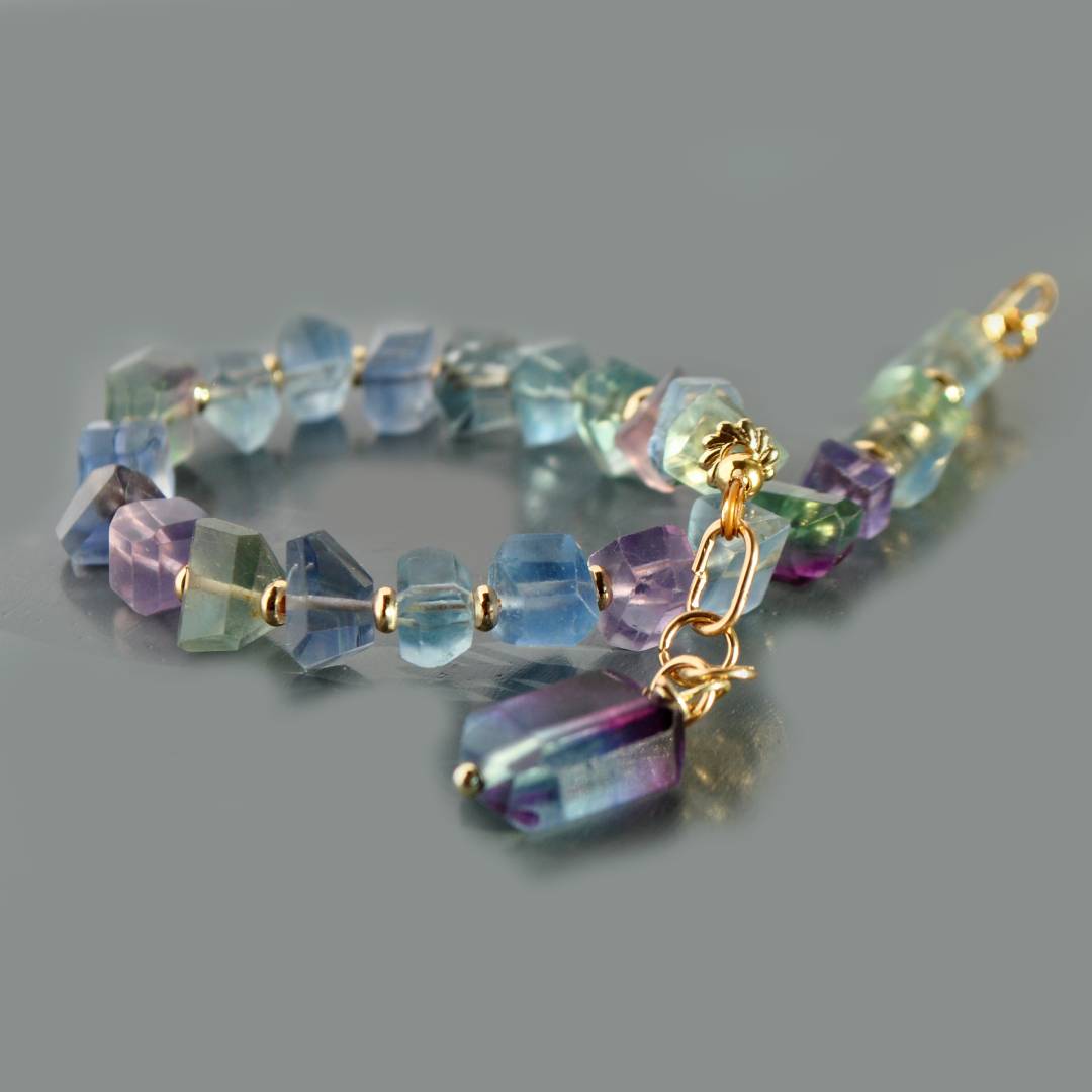 bracelet fluorite multicolore Or14K-6