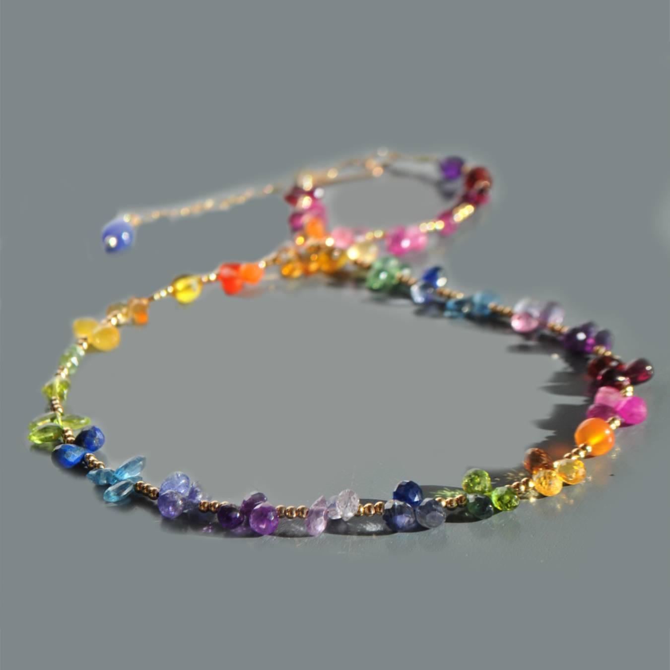 collier 7 chakras gouttes facettes OR-AB
