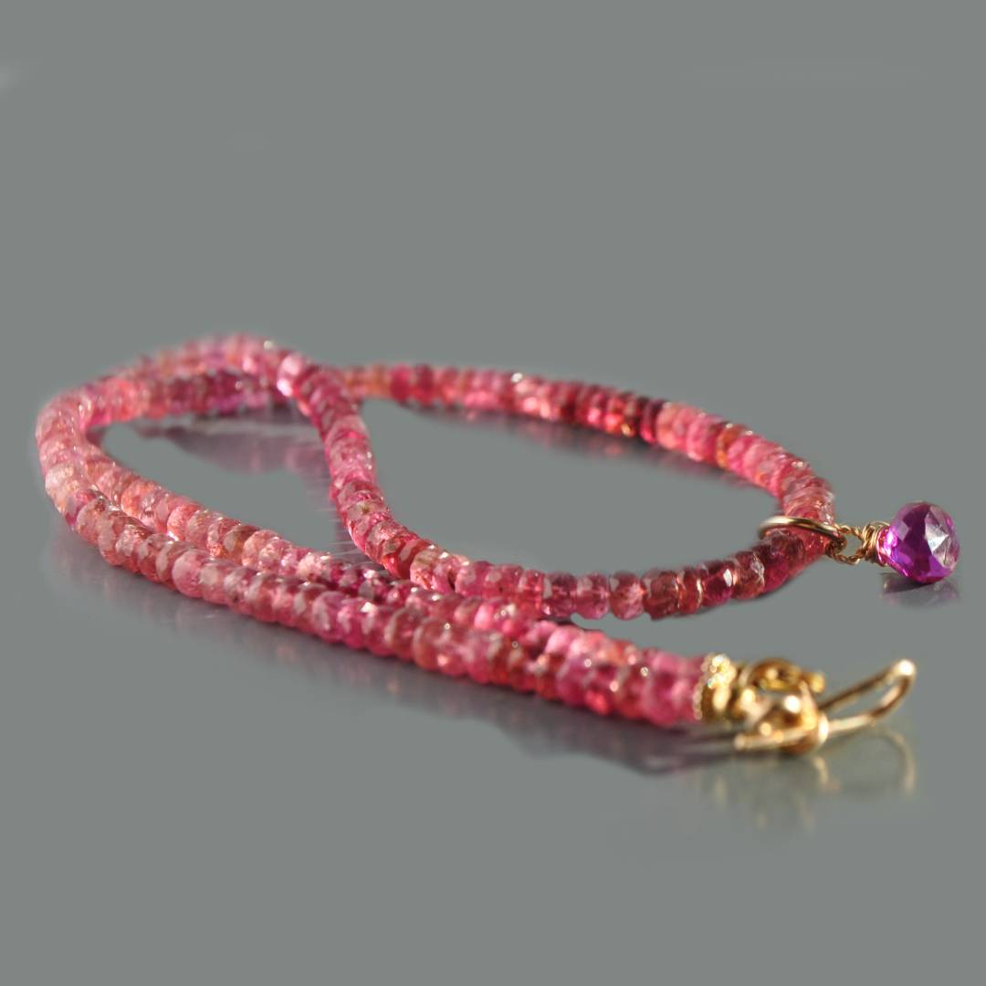 collier tourmaline rose rubellite or 14K-2