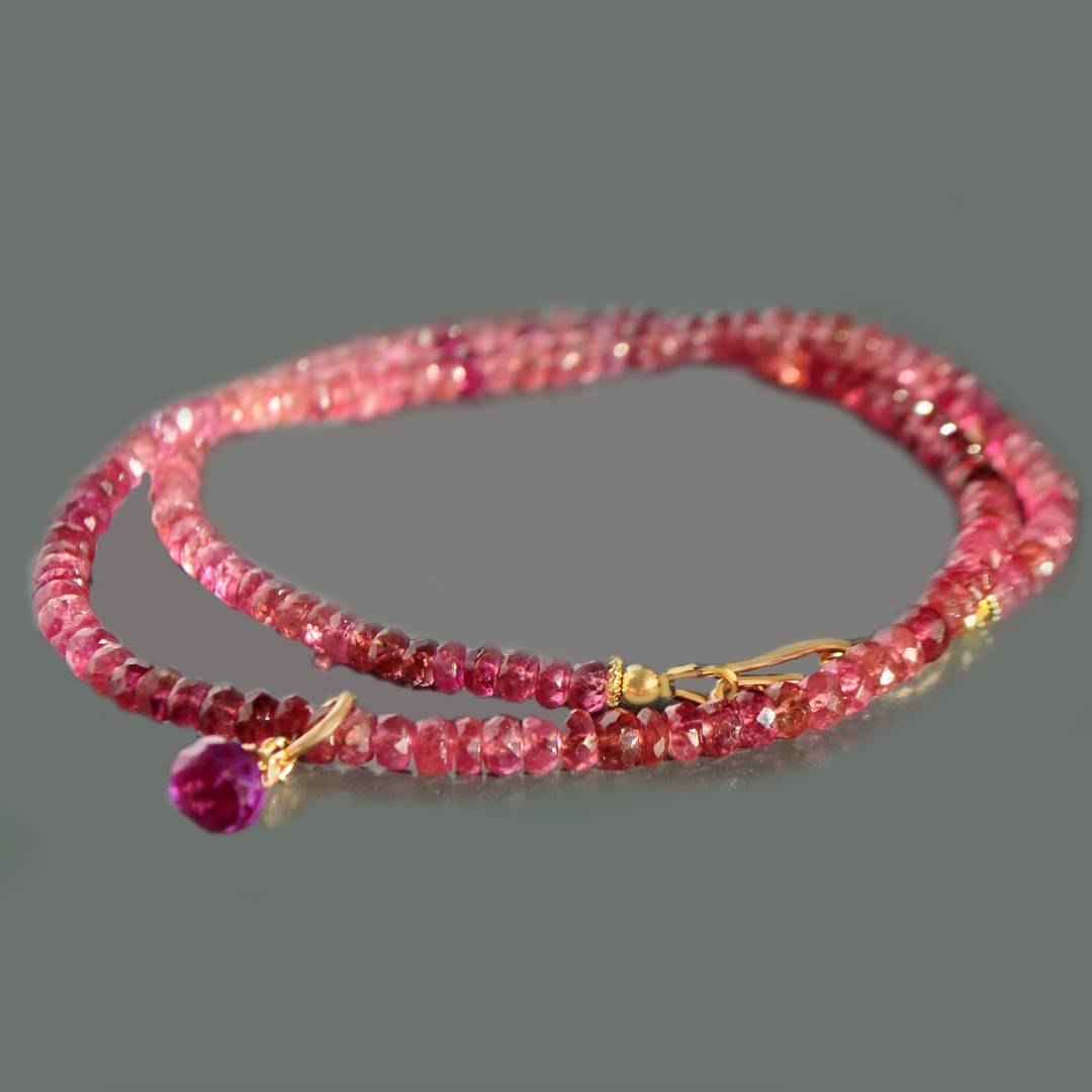 collier tourmaline rose rubellite or 14K-5