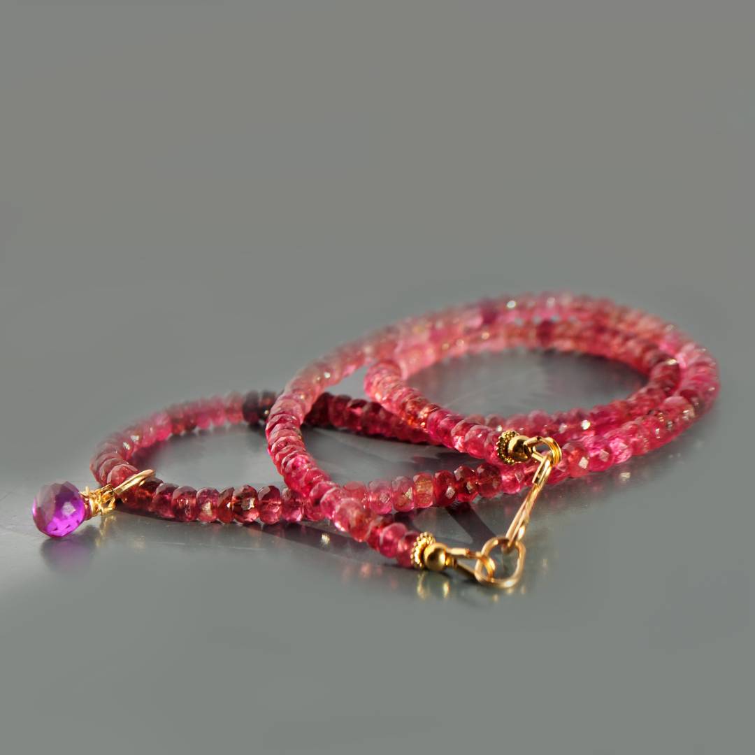 collier tourmaline rose rubellite or 14K-8