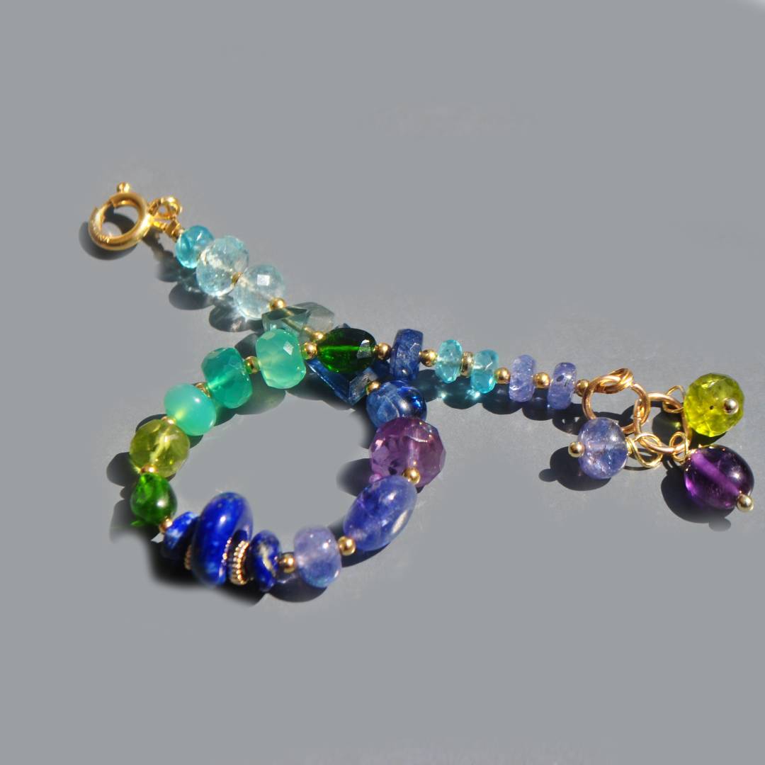bracelet multi pierres bleu violette verte-4