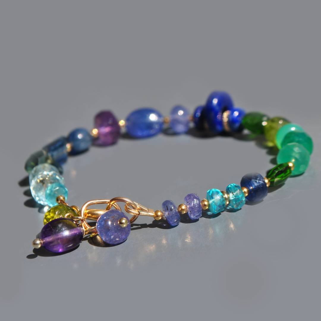 bracelet multi pierres bleu violette verte-5