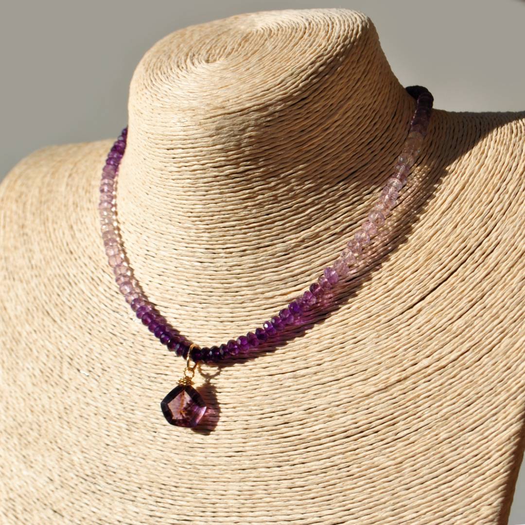 collier amethyste rose violette dégradé-B