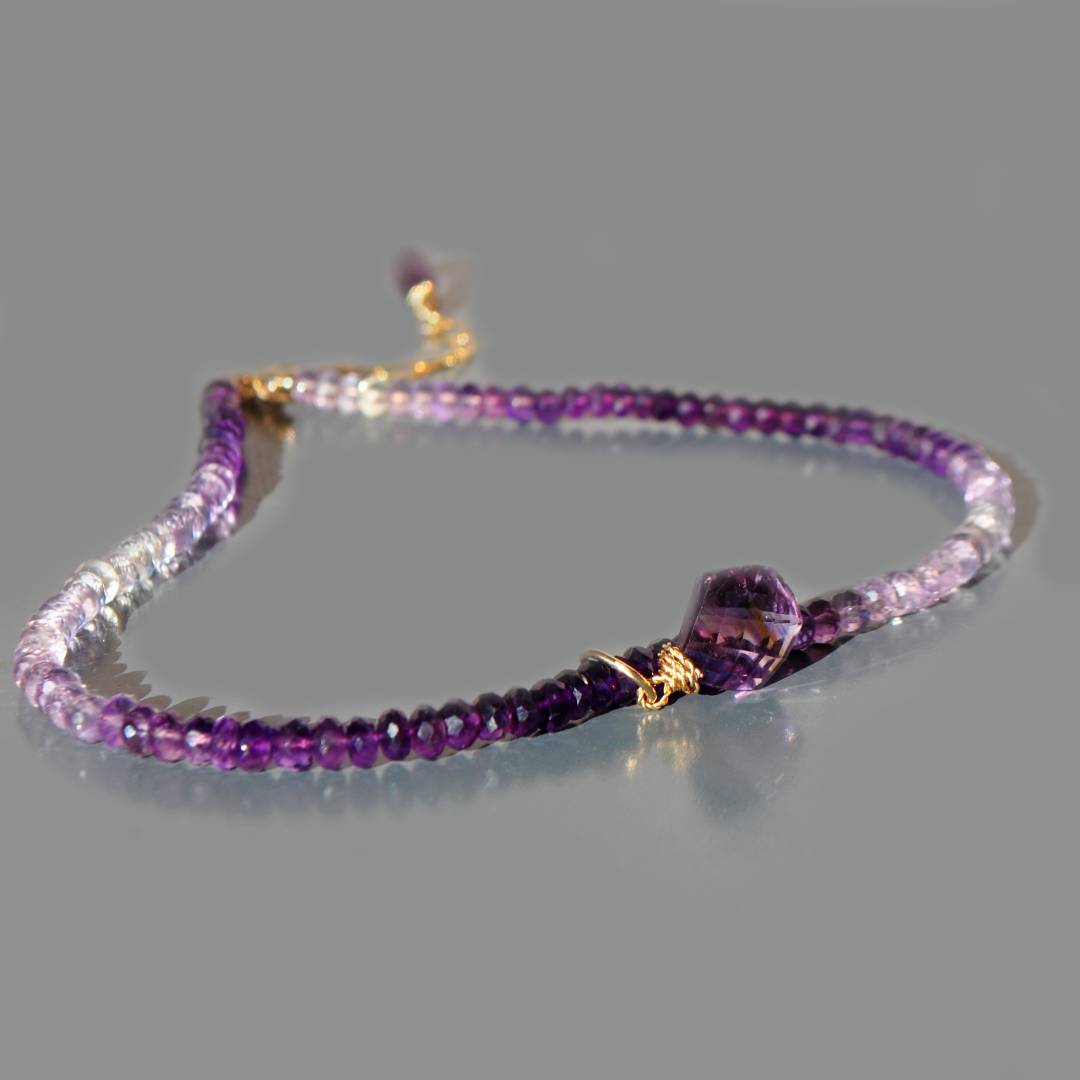collier amethyste rose violette dégradé