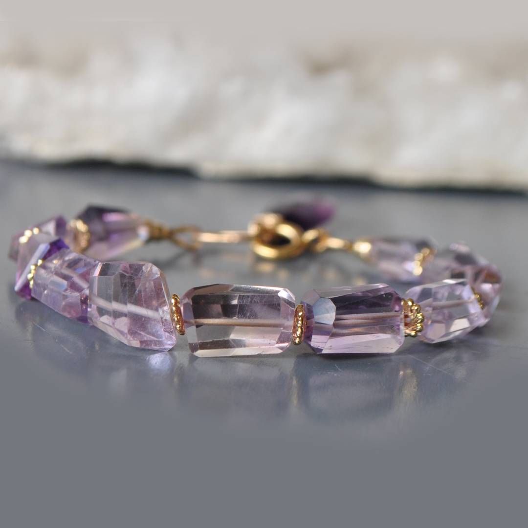 bracelet amethyste rose fluorite-U