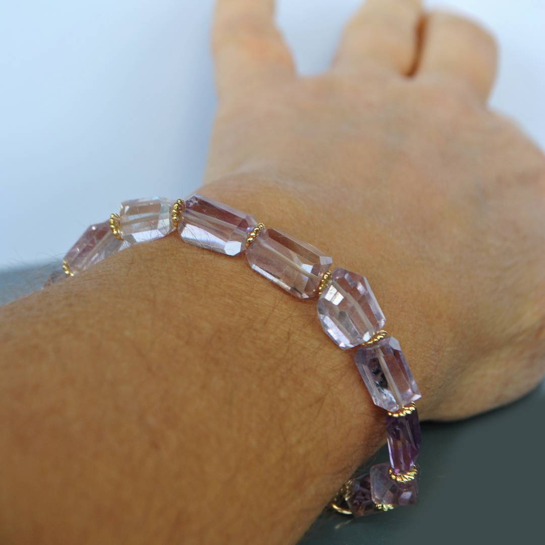 bracelet amethyste rose fluorite-V