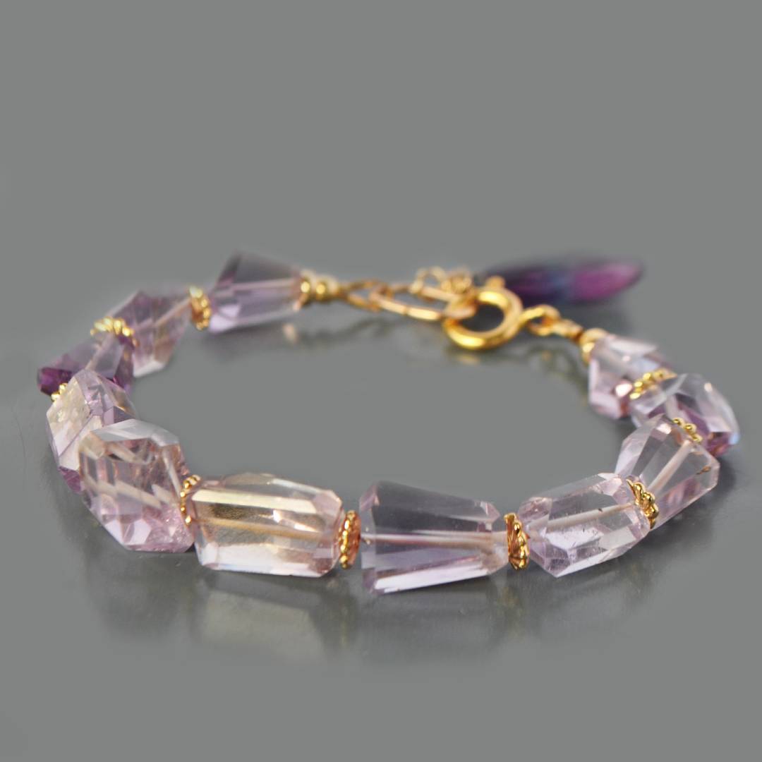 bracelet amethyste rose fluorite
