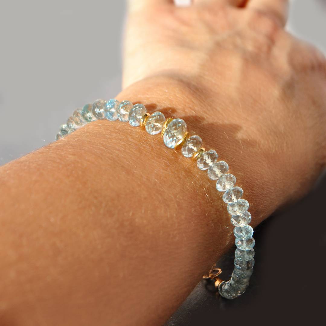 Bracelet aigue marine bleue limpide-A
