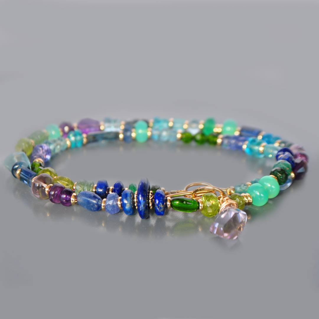 Collier multi pierres bleu vert violet-6