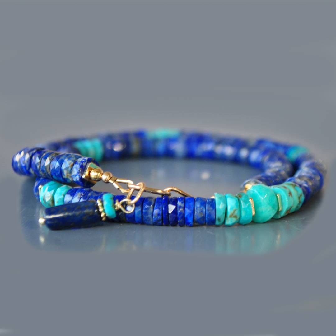 Collier Lapis Turquoise Or14K-3