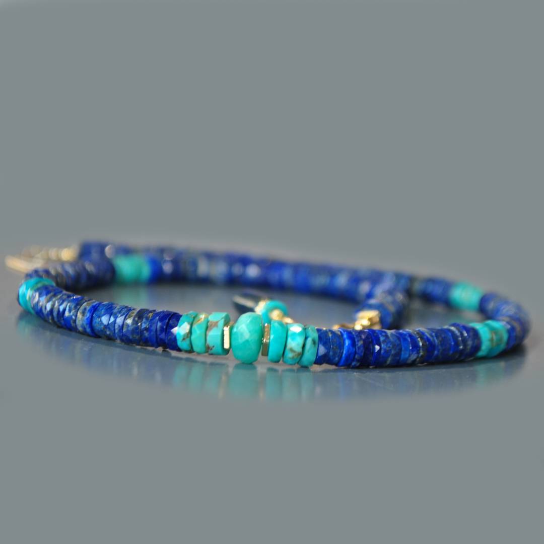 Collier Lapis Turquoise Or14K-6