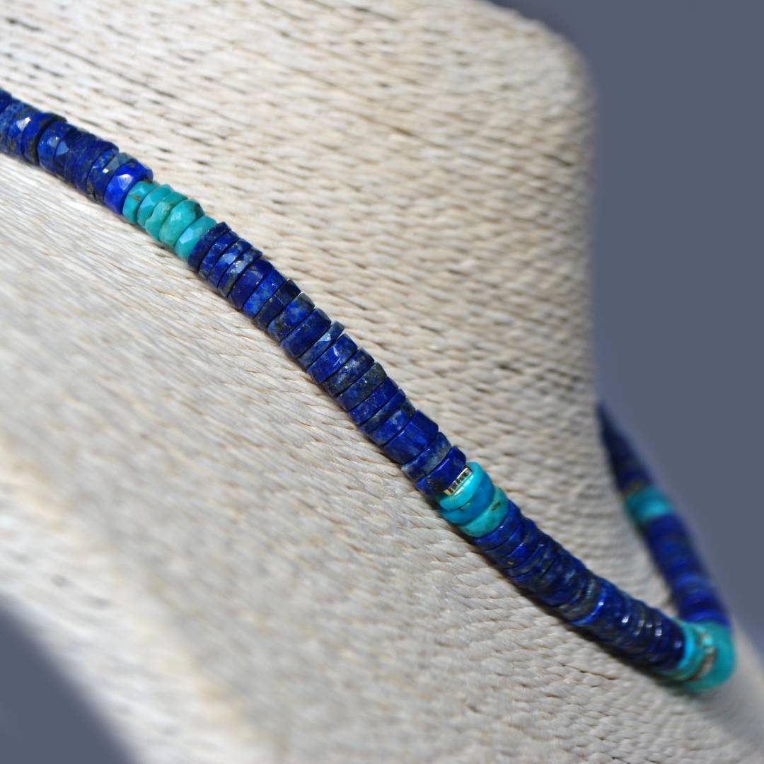 Collier Lapis Turquoise Or14K-B