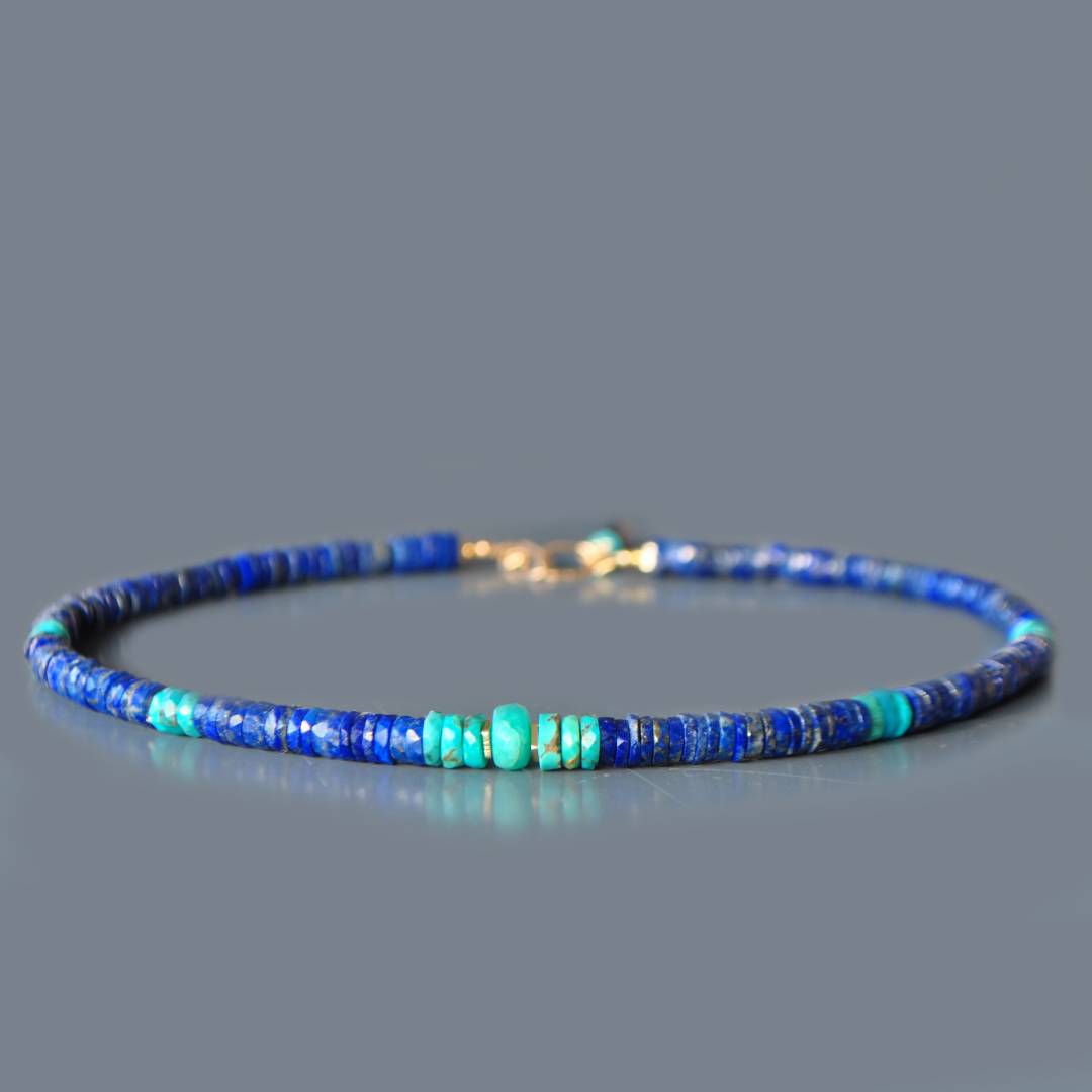 Collier Lapis Turquoise Or14K
