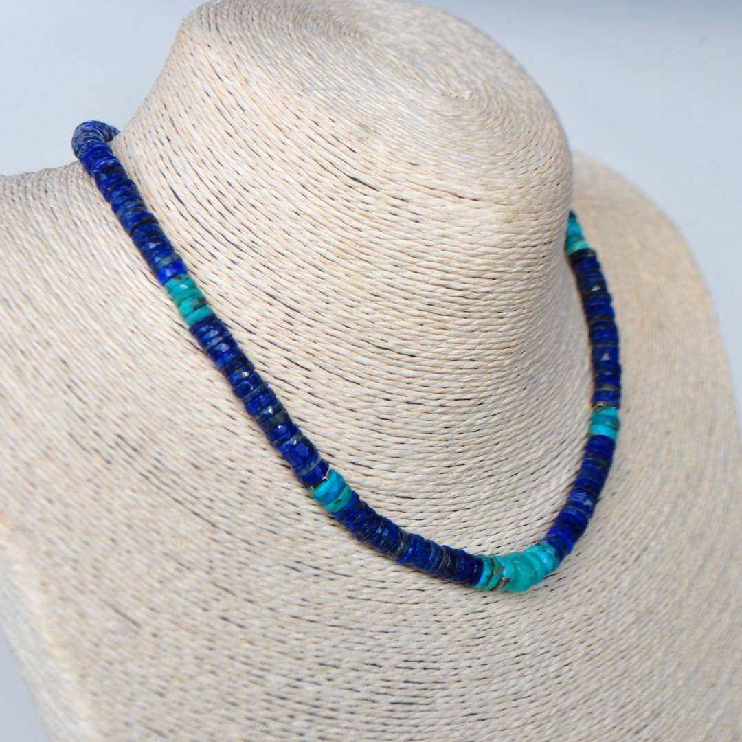 Collier Lapis Turquoise Or14K-D