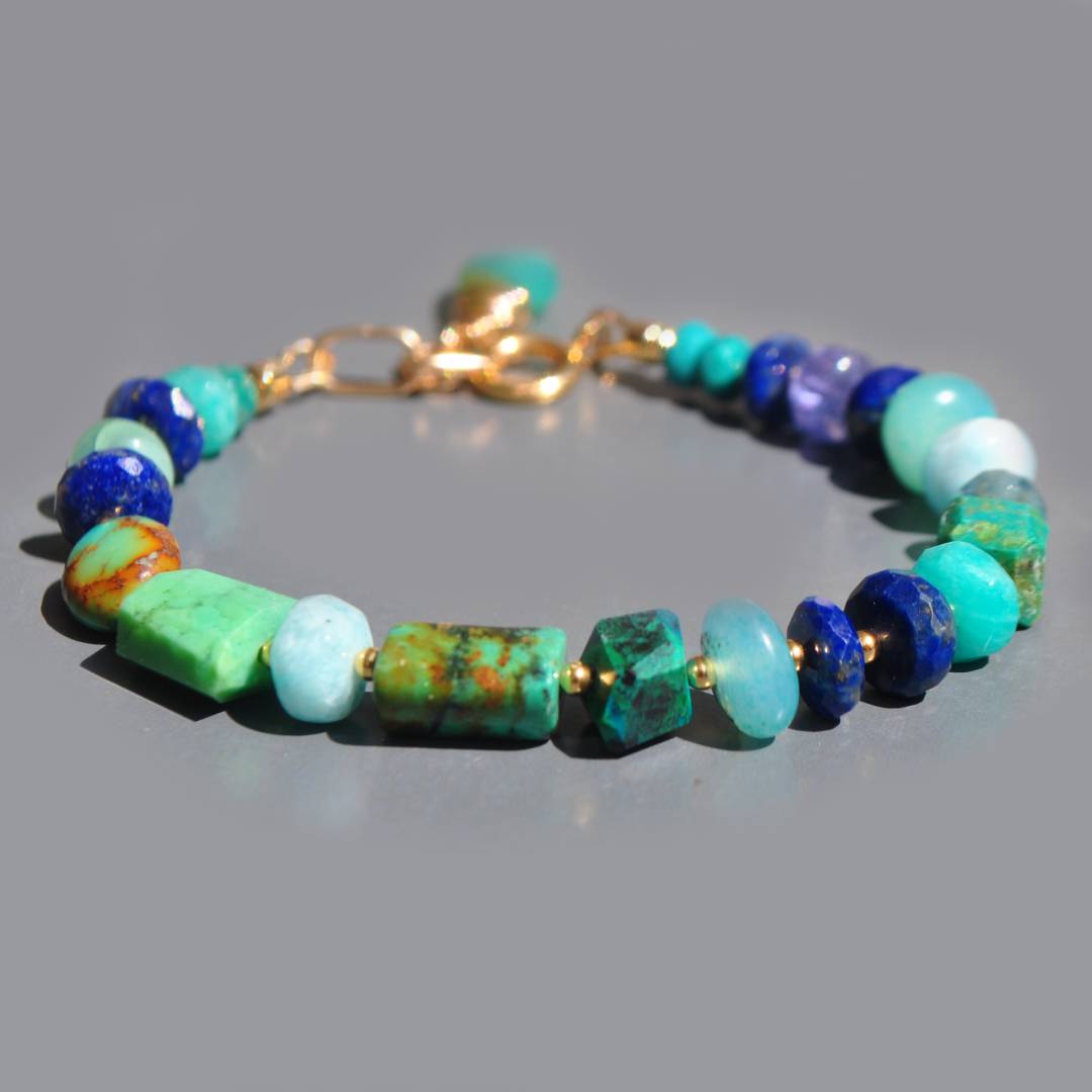bracelet multi pierres bleue mat