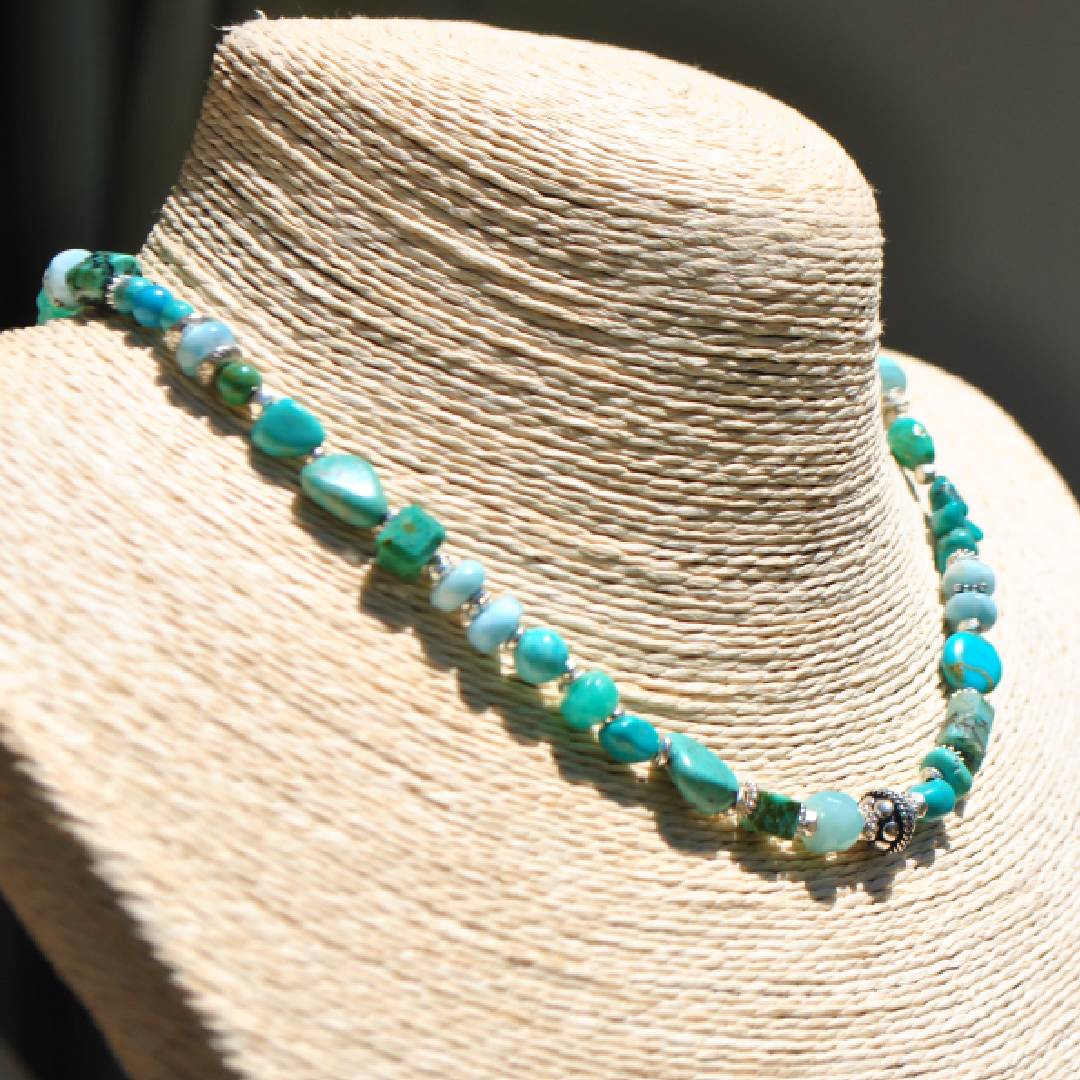 collier turquoise argent de Bali version3-C