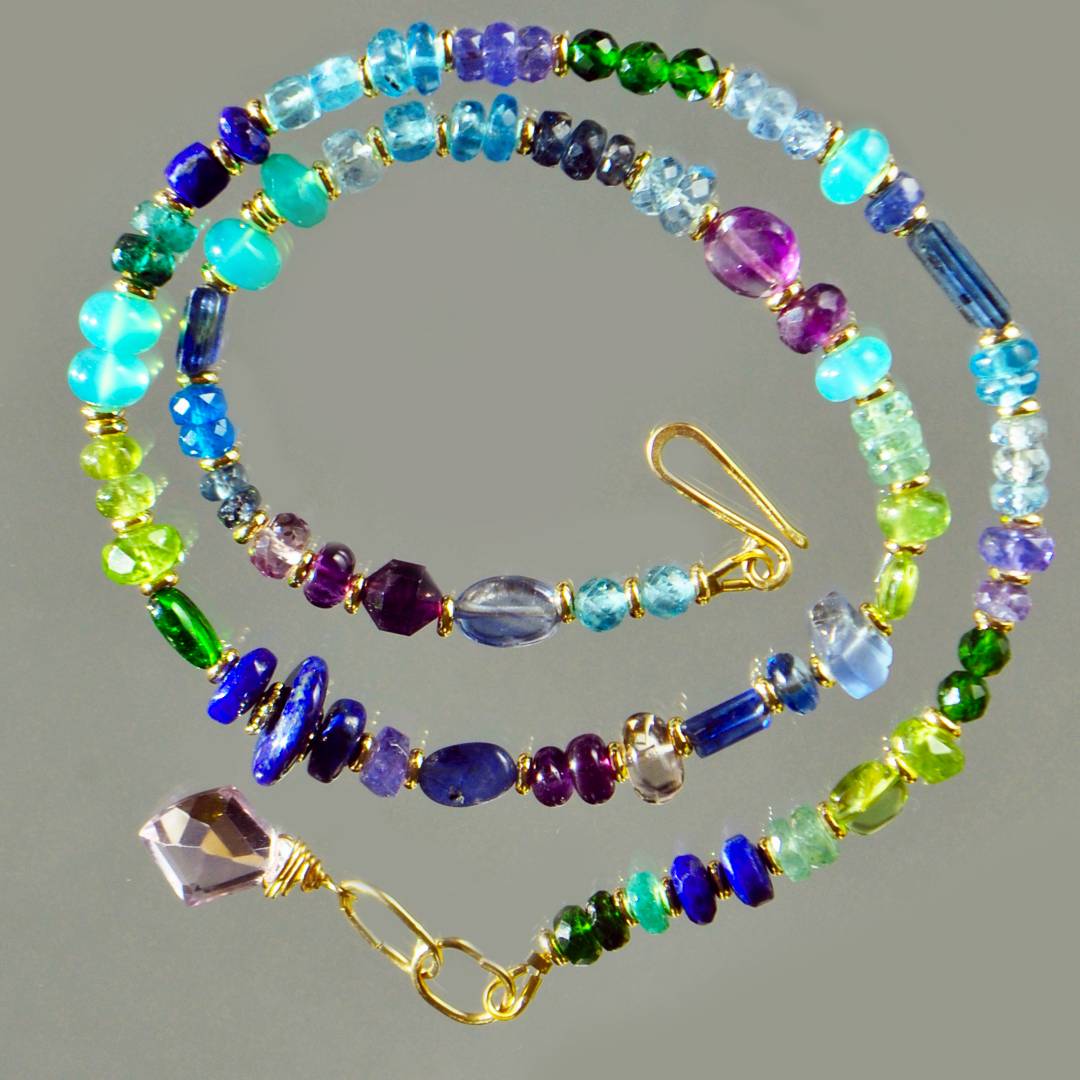 collier multi pierres bleu verte violette-2