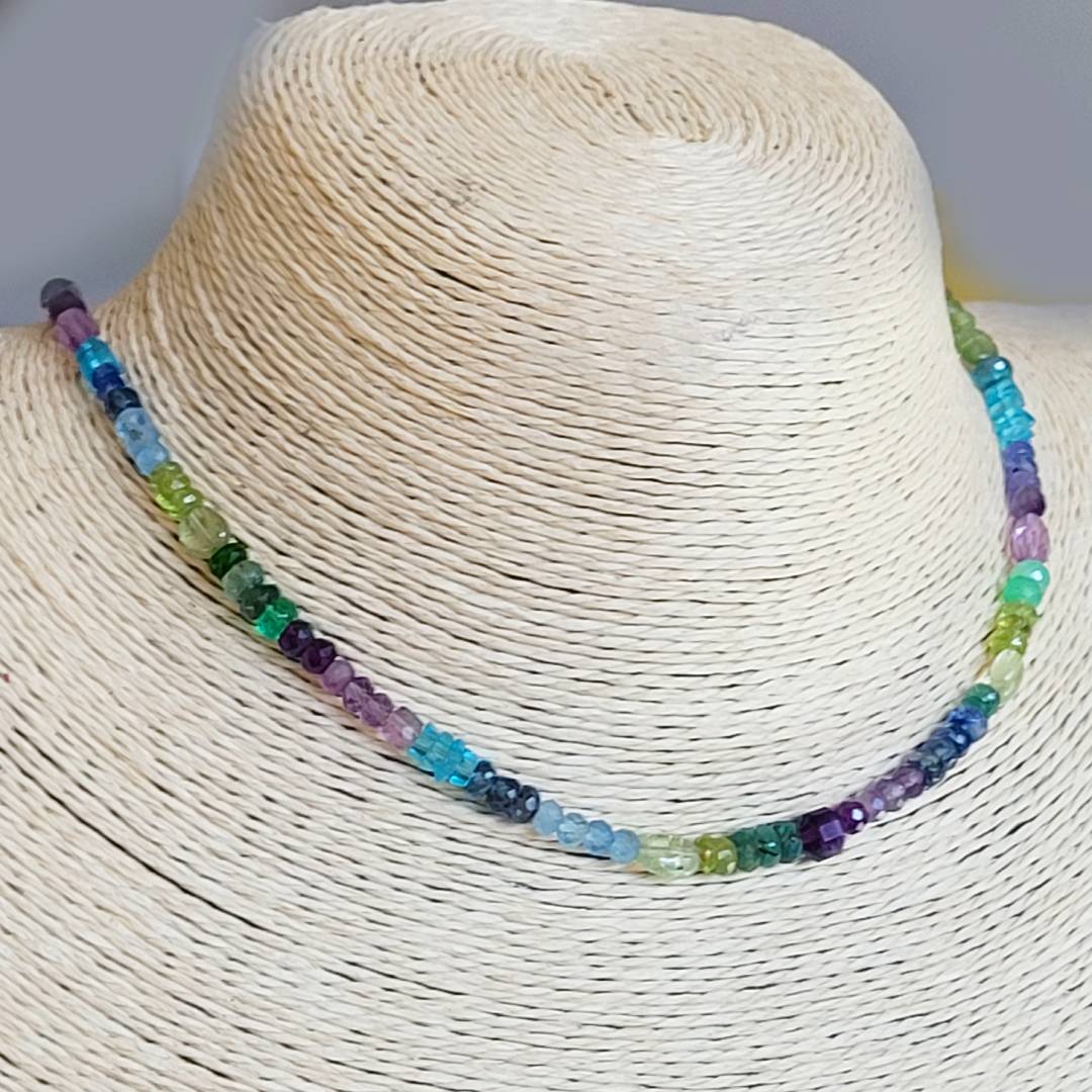 choker bleu vert violet-D