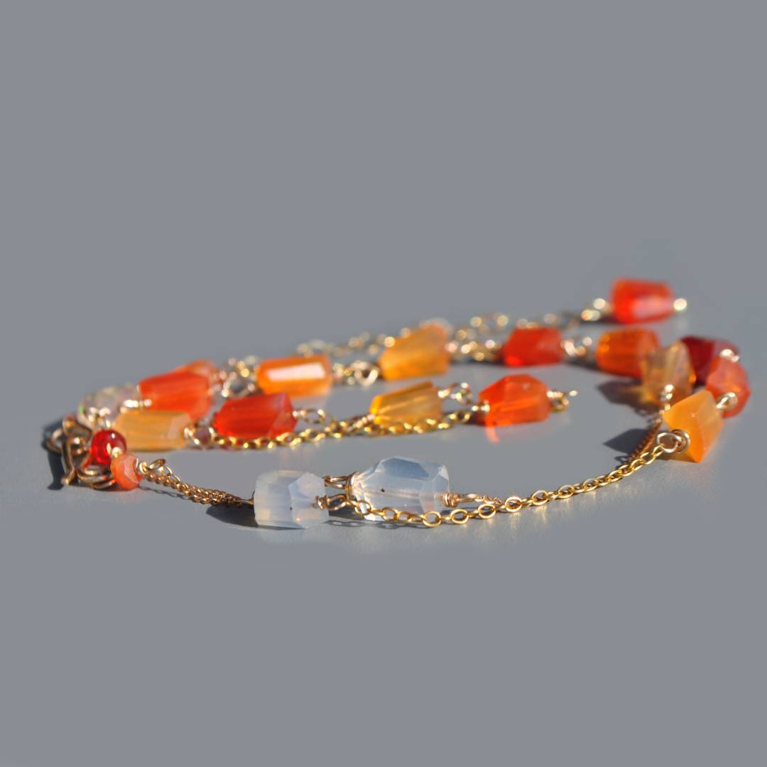 collier nuggets opale de feu