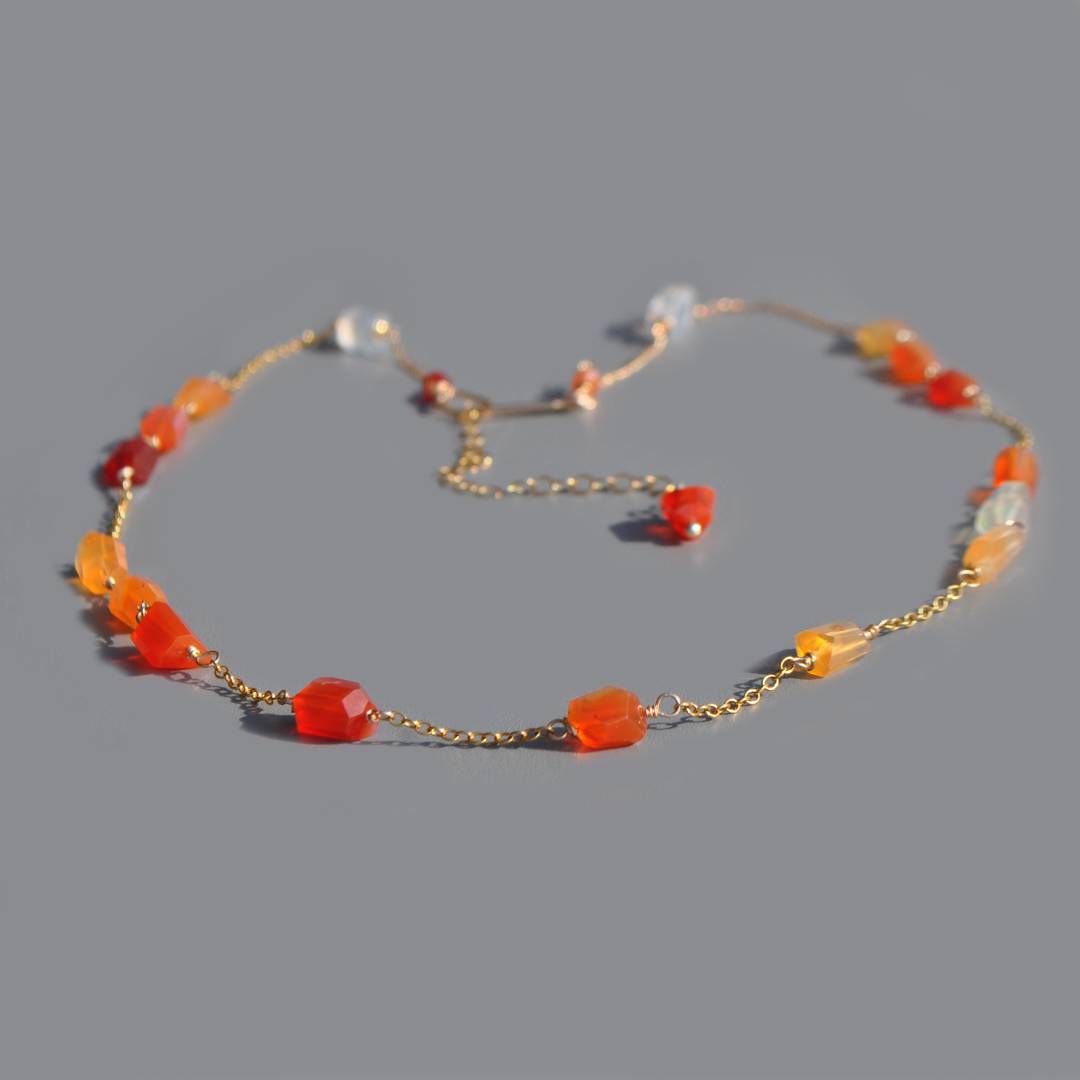 collier nuggets opale de feu-4