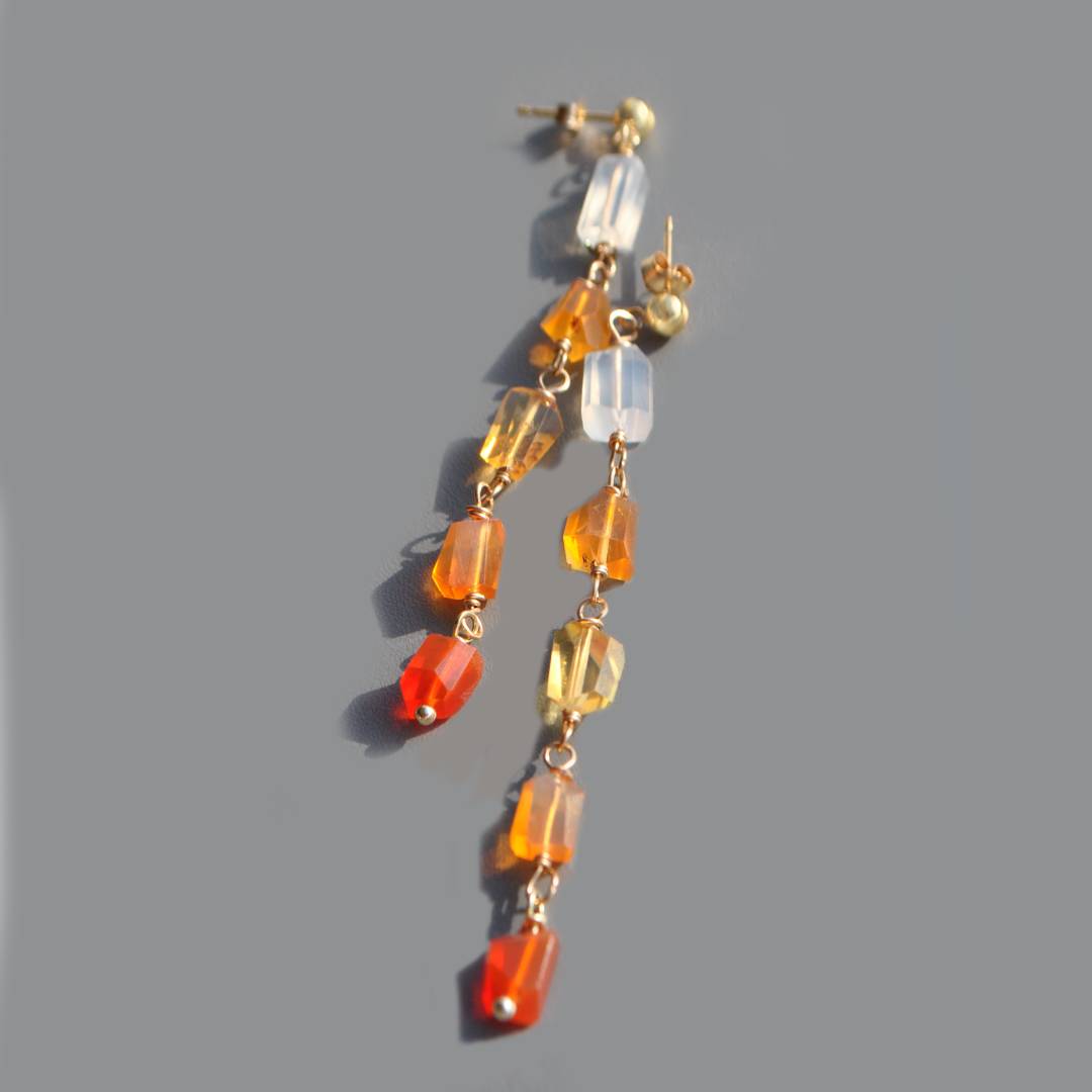 boucles doreilles nuggets opale de feu-6