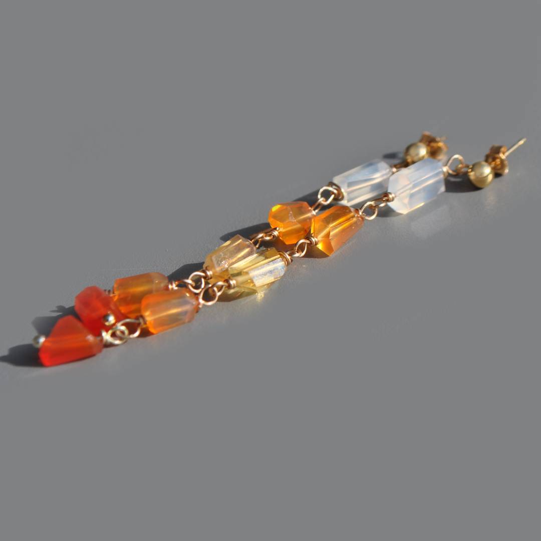 boucles doreilles nuggets opale de feu-8