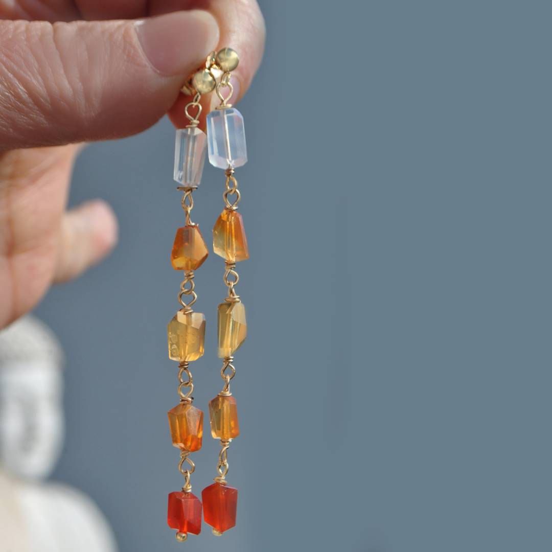boucles doreilles nuggets opale de feu-3