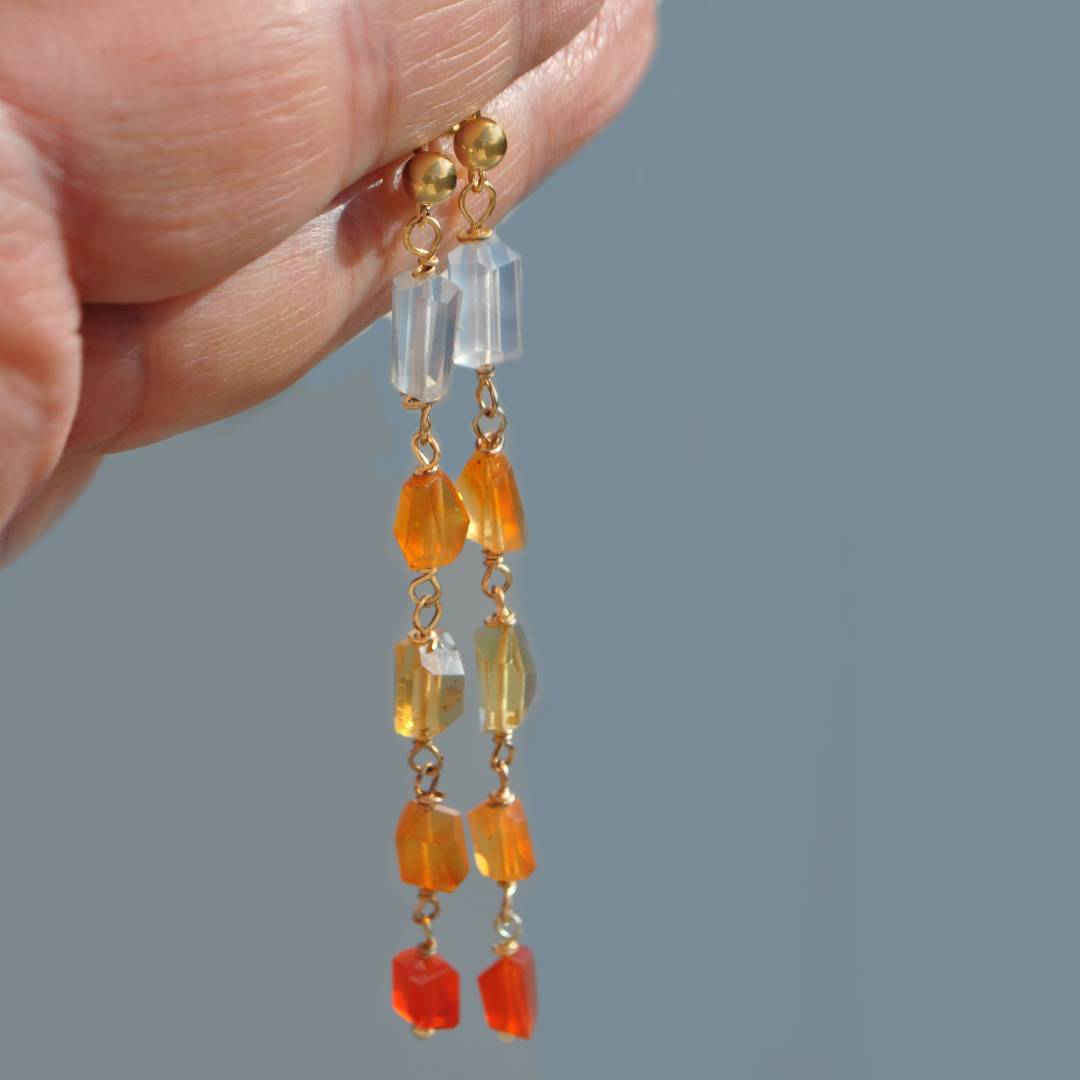 boucles doreilles nuggets opale de feu-5
