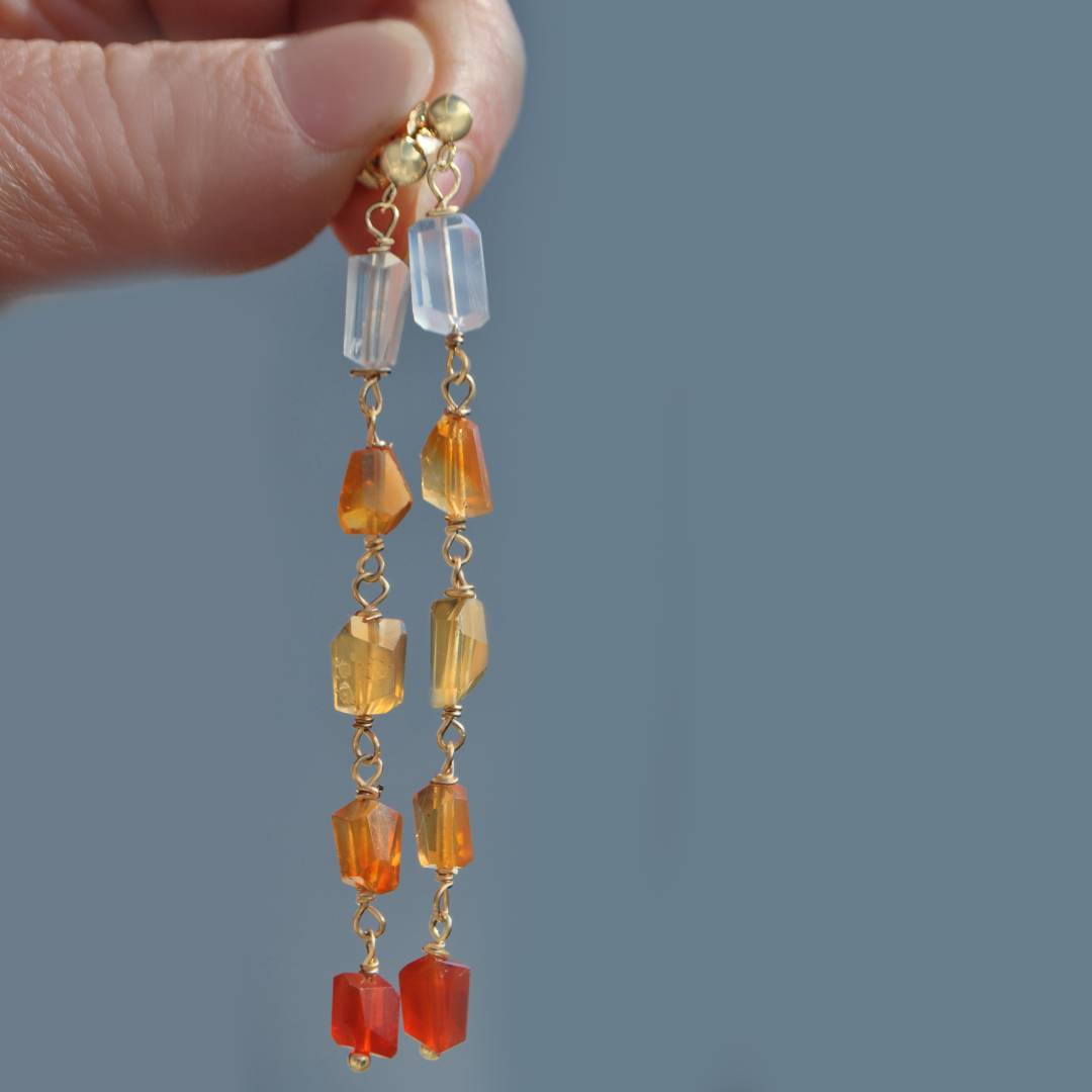 boucles doreilles nuggets opale de feu-B