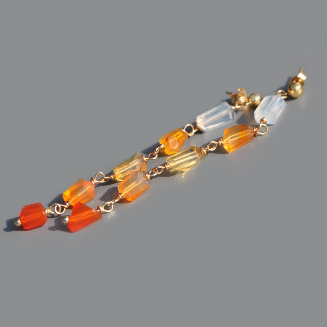 boucles doreilles nuggets opale de feu