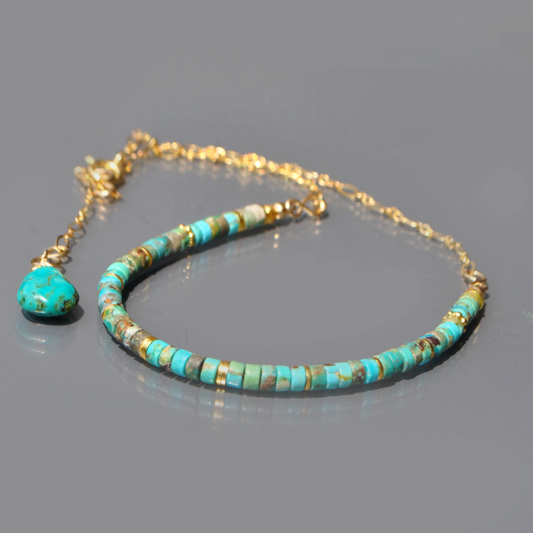 Choker turquoise or-3